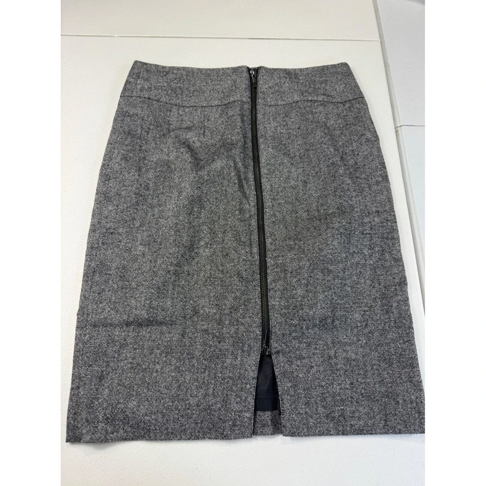 Banana Republic Tweed Pencil Skirt Gray Zipper Front Business Casual Women‎ 4